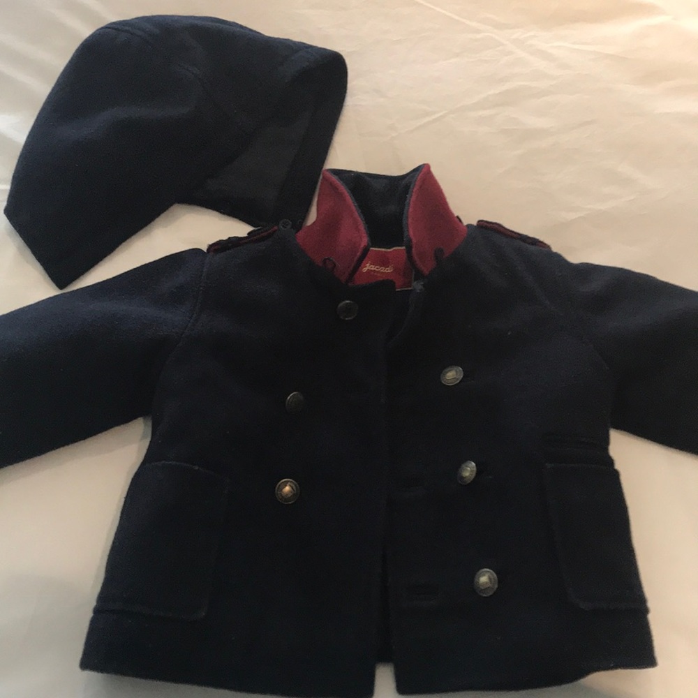 Navy blue toddler boy jacadi pea coat